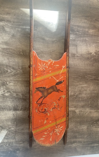 Antique Sled with Horse Decoration