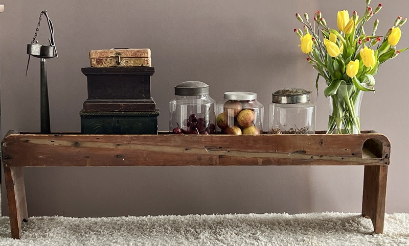 Unusual Long 19th. c. Painted Shelf