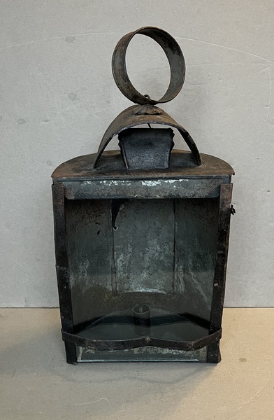 Antique 19th Century Half Round Tin Candle Lantern