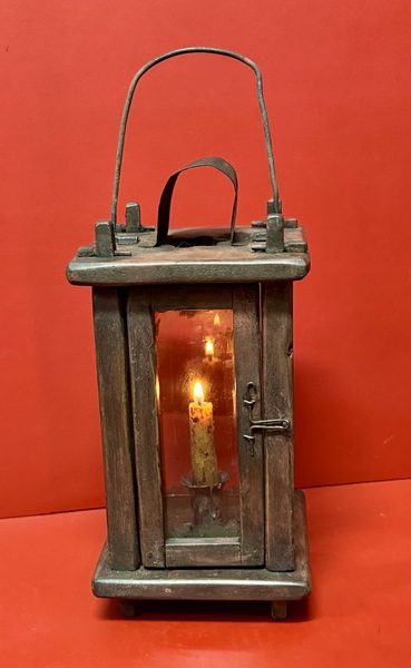 25-106. Small Wooden Barn Lantern with Four Lights