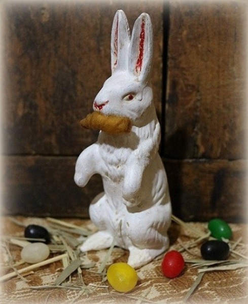 Rabbit Candy Container Spun Cotton Carrot Marked J