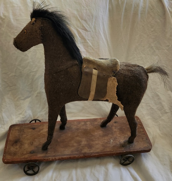 Antique German Mohair Horse Pull Toy